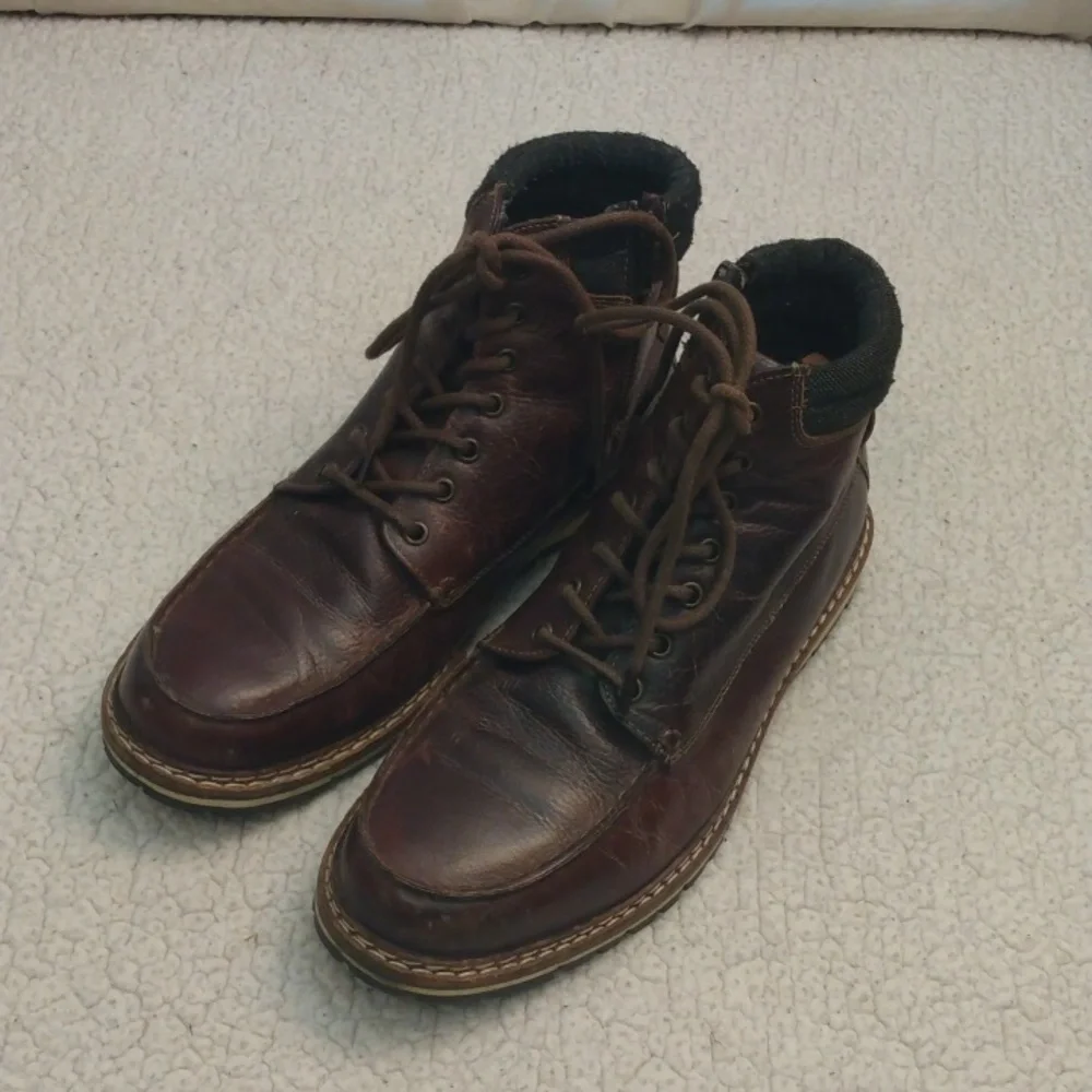 Four Brothers Airfield Moc Toe Side Zip Leather Boots 10.5